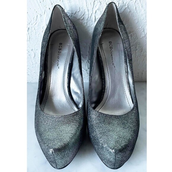 BCBG Generation Sparkly Gold Black Iridescent Platform Pumps Heels-Size 8.5/38.5 - Picture 3 of 7